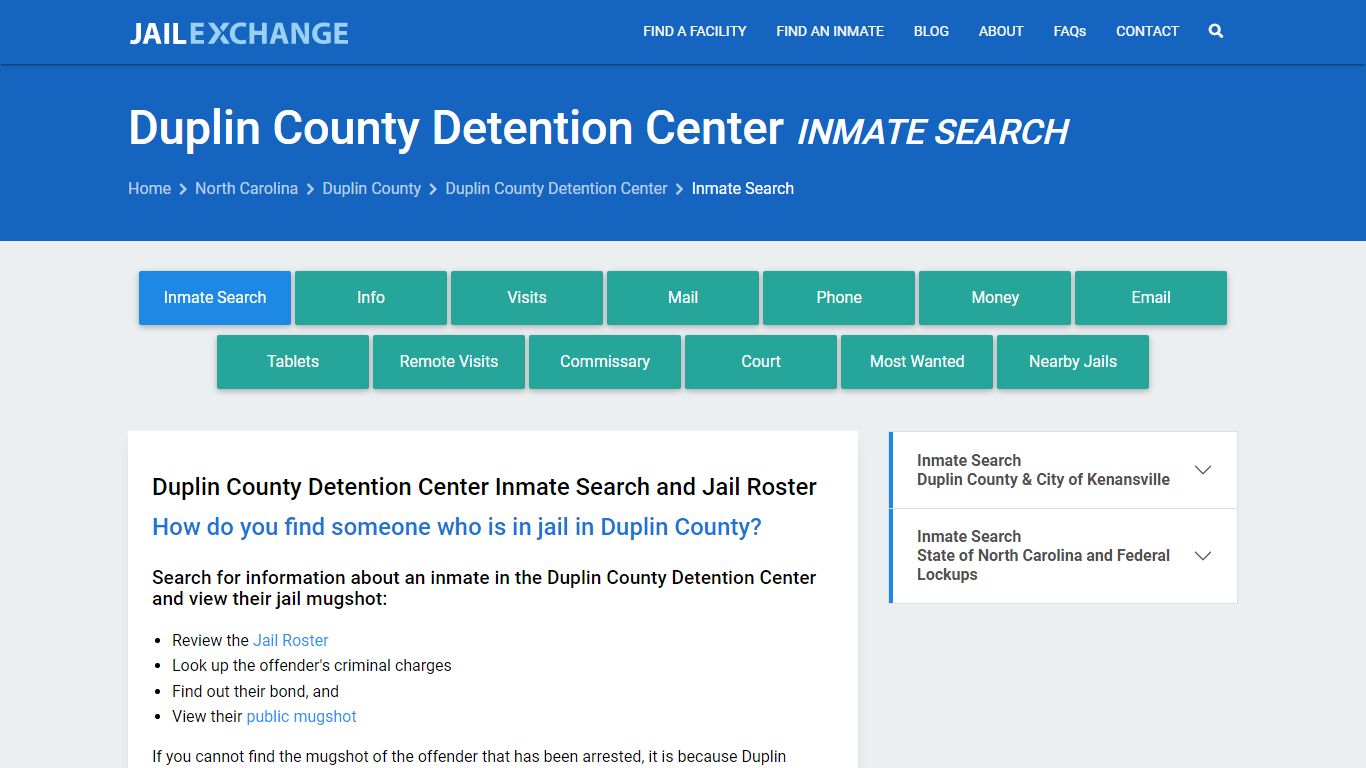 Duplin County Detention Center Inmate Search - Jail Exchange